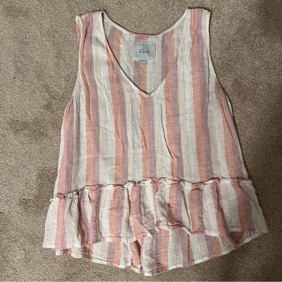 Rails Cream & Pink Striped Peplum Tank Top Size M - Picture 1 of 7